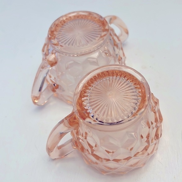 1930's Pink Depression Glass Cubist Jeanette Mid Century MCM Sugar Creamer - Picture 6 of 7
